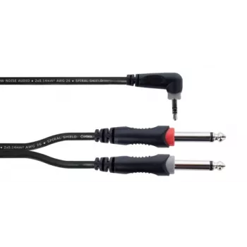 Cordial 14868 audio Y adapter, 1x 3,5 mm jack utikač - 2x 6,3 mm jack utikač (mono), 3 m, crni