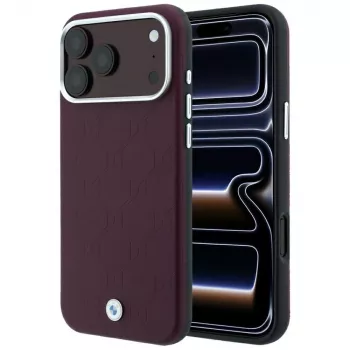 BMW BMW001223 futrola za iPhone 18 Pro / 17 Pro, Sign Deboss Quilted Metal Logo, MagSafe, bordo