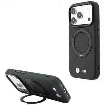 BMW BMW001325 maskica za iPhone 18 Pro Max / 17 Pro Max, Kevlar Ring Stand 360, MagSafe, crna