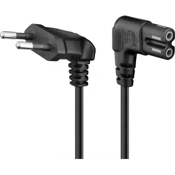 Goobay CEE 7/16 Type C – C7 strujni kabel, kutni utikači, 1,5 m, crni