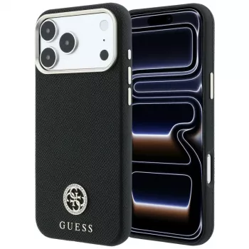 Guess GUE005533 Grained Round Strass Logo MagSafe futrola za iPhone 18 Pro / 17 Pro, crna