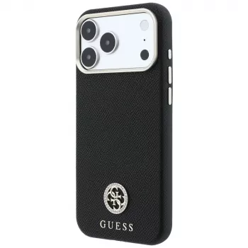 Guess GUE005533 Grained Round Strass Logo MagSafe futrola za iPhone 18 Pro / 17 Pro, crna