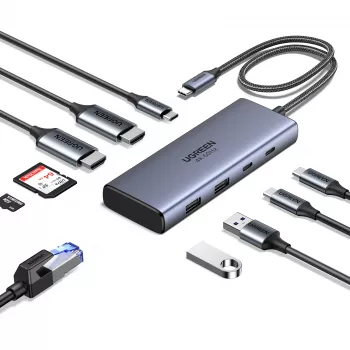 Ugreen CM498 USB hub, 1x USB-C PD, 2x USB-C, 2x USB-A 3.2 Gen2 (45379)