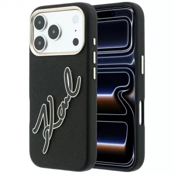 Karl Lagerfeld KF003311 Smooth Big Resin Signature Logo futrola za iPhone 18 Pro / 17 Pro, crna