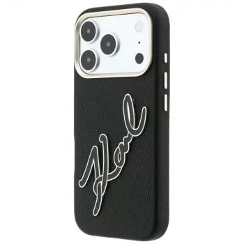 Karl Lagerfeld KF003311 Smooth Big Resin Signature Logo futrola za iPhone 18 Pro / 17 Pro, crna