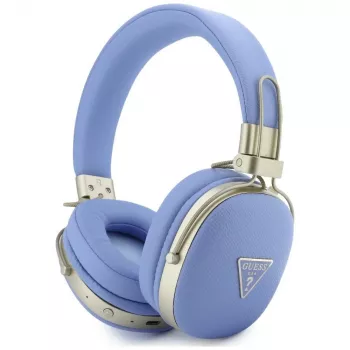 Guess Grained Triangle Gold Logo Bluetooth ENC on-ear slušalice, plave