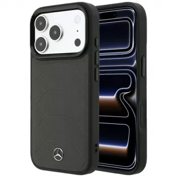 Mercedes Leather Mesh with Bow Line MagSafe futrola za iPhone 18 Pro / 17 Pro, antracit