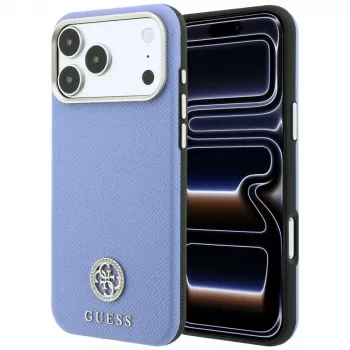 Guess Grained Round Strass Logo MagSafe futrola za iPhone 18 Pro Max / 17 Pro Max, plava