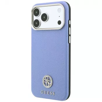 Guess Grained Round Strass Logo MagSafe futrola za iPhone 18 Pro Max / 17 Pro Max, plava