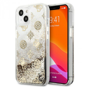 Guess GUHCP13SLGPEGO Apple iPhone 13 mini tvrda futrola Peony Liquid Glitter, zlatna