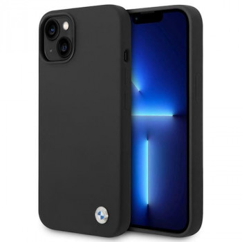 BMW BMHCP14SSILBK Apple iPhone 14 futrola, silikonski metalni logotip, crna