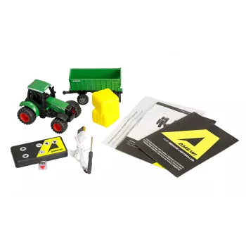 Amewi metalni traktor s prikolicom, 1:64, RTR, zeleni