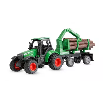 Amewi metalni traktor sa šumskom prikolicom, 1:64, RTR, zeleni