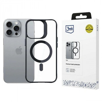 3mk Satin Armor MagCase s MagSafe za Apple iPhone 16 Pro, prozirna s crnim okvirom