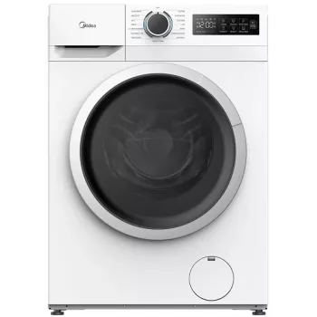 Midea MF110W80/W-PL Slim Washing Machine, 8 kg, White/Black