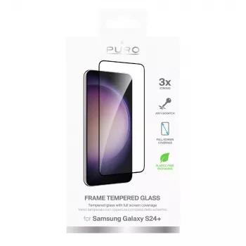 PURO Frame kaljeno staklo s crnim okvirom za Samsung Galaxy S25+ / S24+