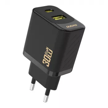 Dudao A27TEU PD 30W GaN zidni punjač, USB-A + USB-C, crni