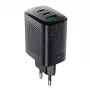 Acefast A108 GaN PD 67W zidni punjač, 2x USB-C, 1x USB-A, crni