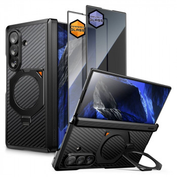 Supcase UB Aero MagSafe futrola za Samsung Galaxy Z Fold 8 Ultra s kaljenim staklom i staklom za privatnost, Aramid Black