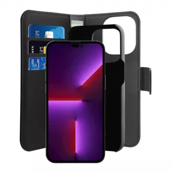 Puro Wallet Detachable MagSafe 2u1 maska od PU kože s preklopom i novčanikom za iPhone 14 Pro Max, crna