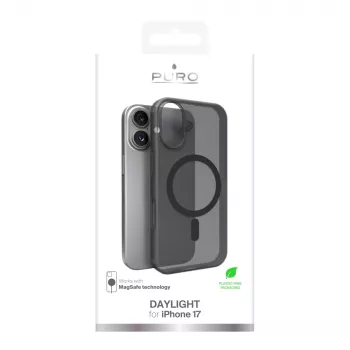 Puro Daylight silikonska futrola kompatibilna s MagSafe za iPhone 17, Translucent Black