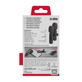 SBS lavalier mikrofoni s USB-C prijemnikom (2 kom.), crni