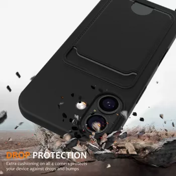 Marka Niezdefiniowana iPhone 17 TPU futrola s pretincem za kartice i crossbody lančićem, crna