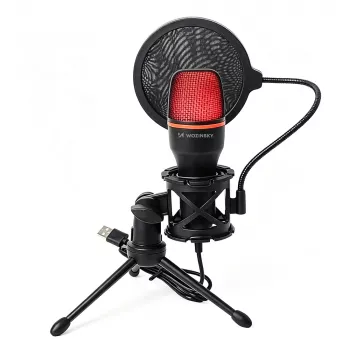 Wozinsky WM-W111 žičani studijski gaming mikrofon sa stalkom i RGB pozadinskim osvjetljenjem, crni