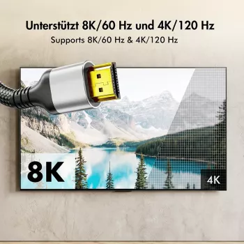 LogiLink CH0126 HDMI kabel, A/M na A/M, 8K/60 Hz, 48 Gbps, metal, najlon, crno-sivi, 10 m