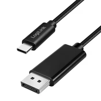 Logilink CUA0130 USB 3.2 Gen2 Type-C kabel, C/M na DP/M, 8K/60 Hz, najlon, metal, crni, 1 m