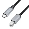 Logilink CU0515 USB 2.0 Type-C kabel, C/M na B/M, 480 Mbps, najlon, metal, crno-srebrni, 2 m