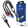 3MK Hyper Cable N-SERIES 6u1 USB-C / USB-A na USB-C / MicroUSB / Lightning kabel, QC 3.0, 18 W (9 V / 2 A), 1,2 m, crni