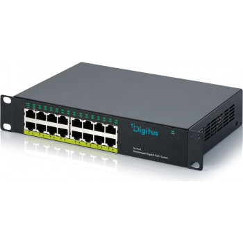 DIGITUS DN-95334 10-Gigabit 16-portni neupravljani PoE+ preklopnik (120 W)